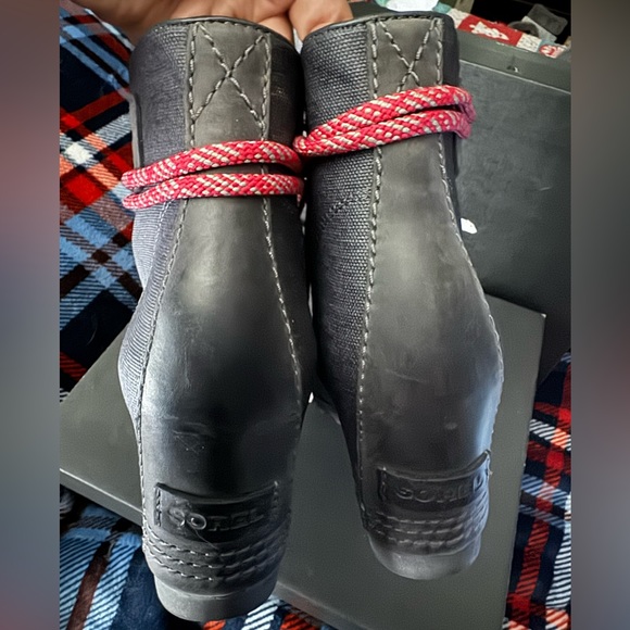 Sorel Brand PDX Lace Up Wedge Moto Ankle Boots Lexie Wedge Grey Quarry, 9.5 - Picture 8 of 13